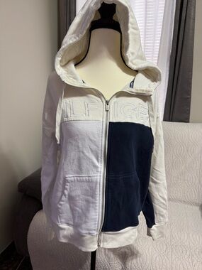 Tommy Hilfiger Sport Hoodie in White with Navy Trim